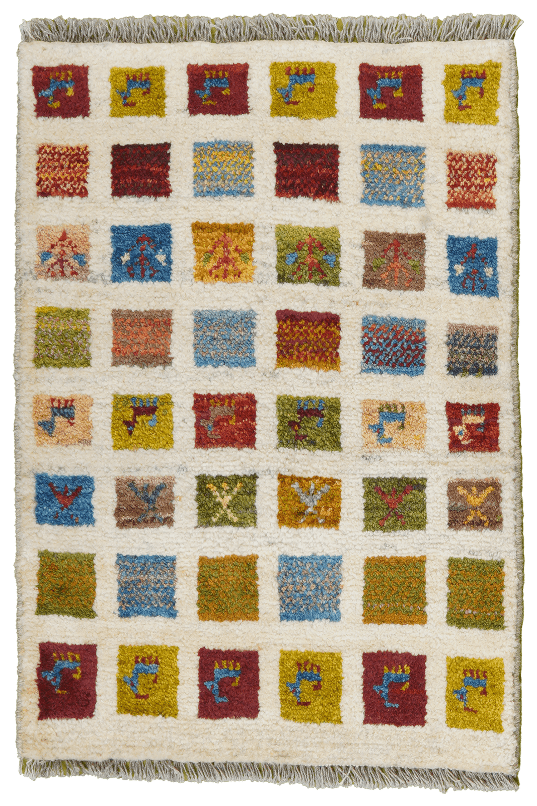Gabbeh Sonnat — Hand-knotted, 61x88 cm, Beige, 100% Virgin Wool | Main view