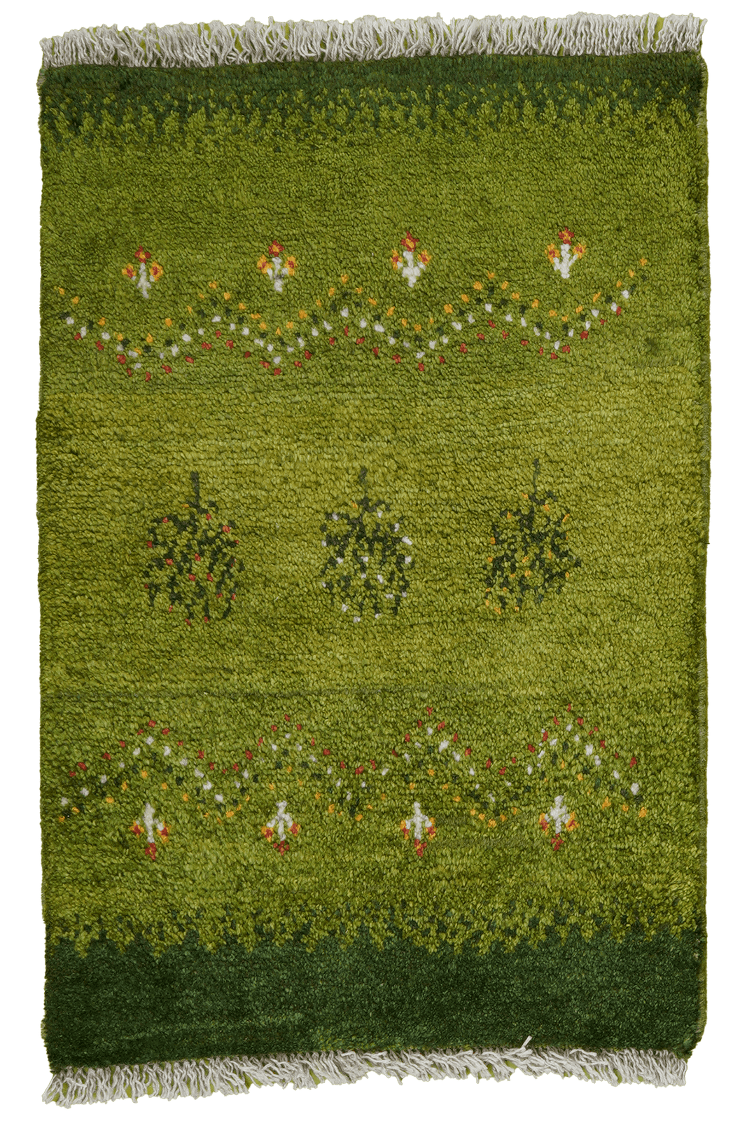 Gabbeh Sonnat — Hand-knotted, 59x89 cm, Green, 100% Virgin Wool | Main view