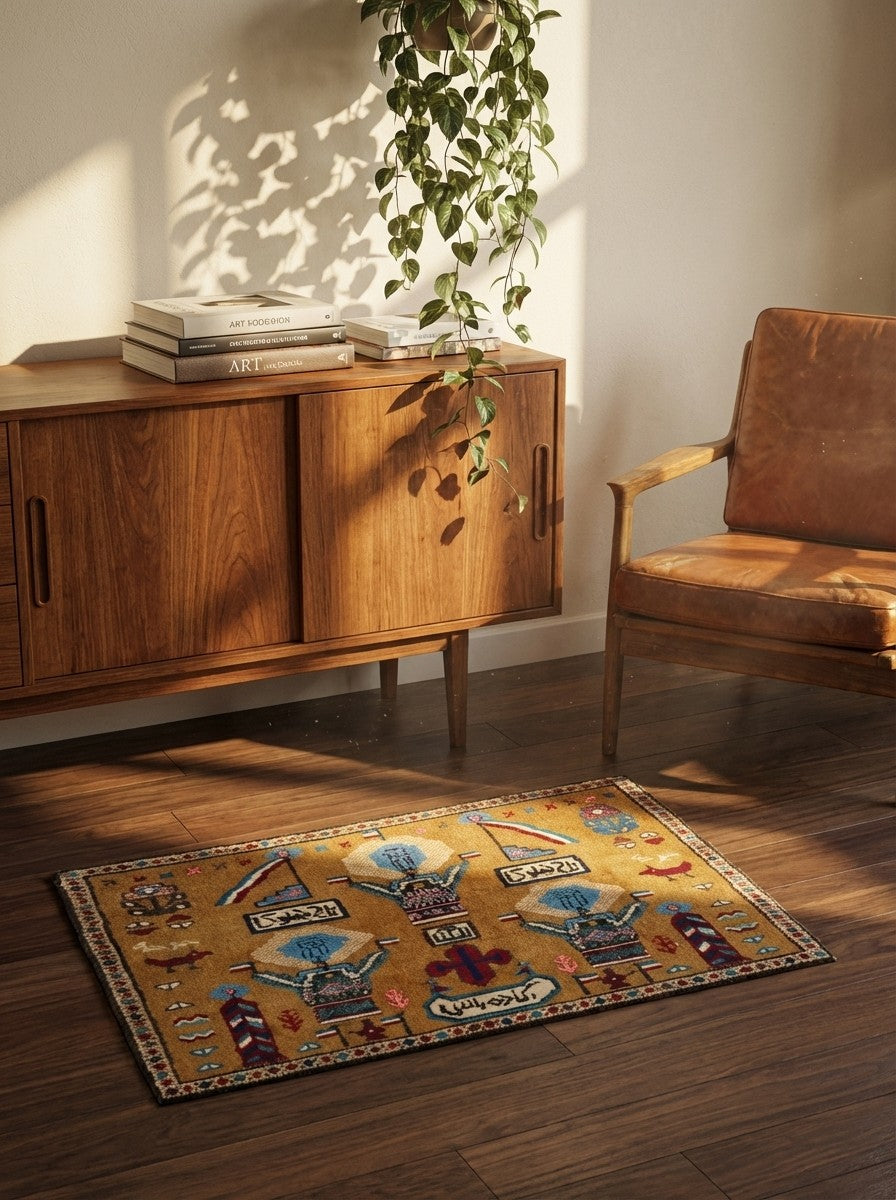 Belutch — Hand-knotted, 68x51 cm, Brown, 100% Virgin Wool | Back view
