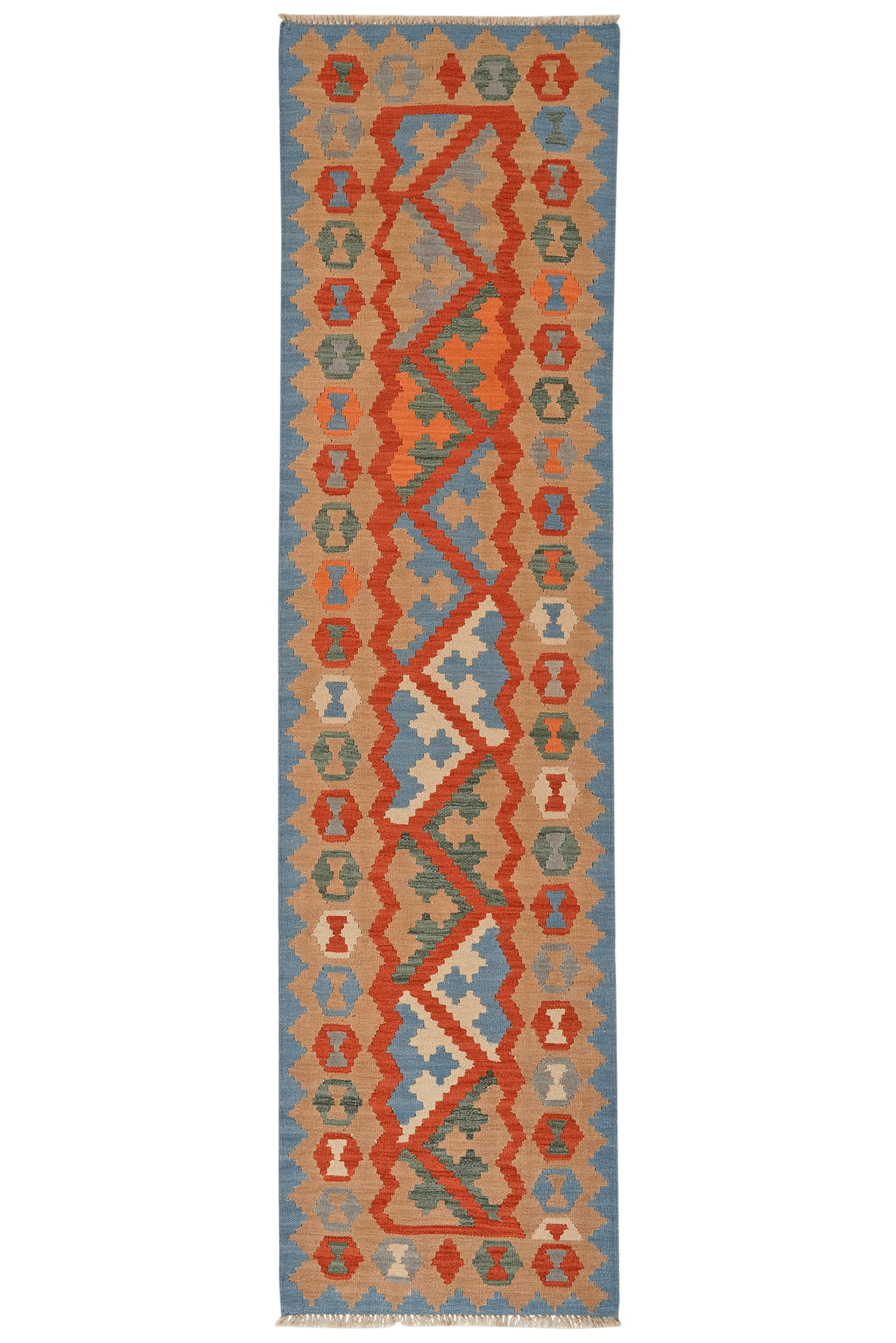 Kelim Gashgai — Handmade, 77x288 cm, Red, 100% Virgin Wool | Main view