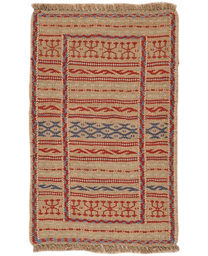 Kelim Kordi — Handmade, 41x64 cm, Beige, 100% Virgin Wool | Main view