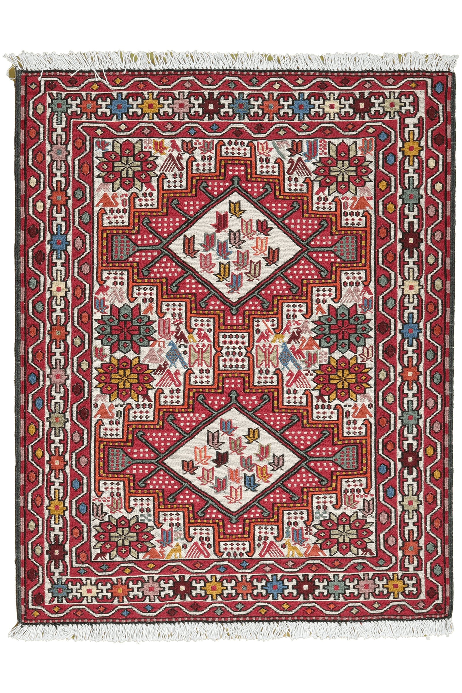 Sumak Shahsavan — Handmade, 79x99 cm, Beige, 100% Virgin Wool | Main view