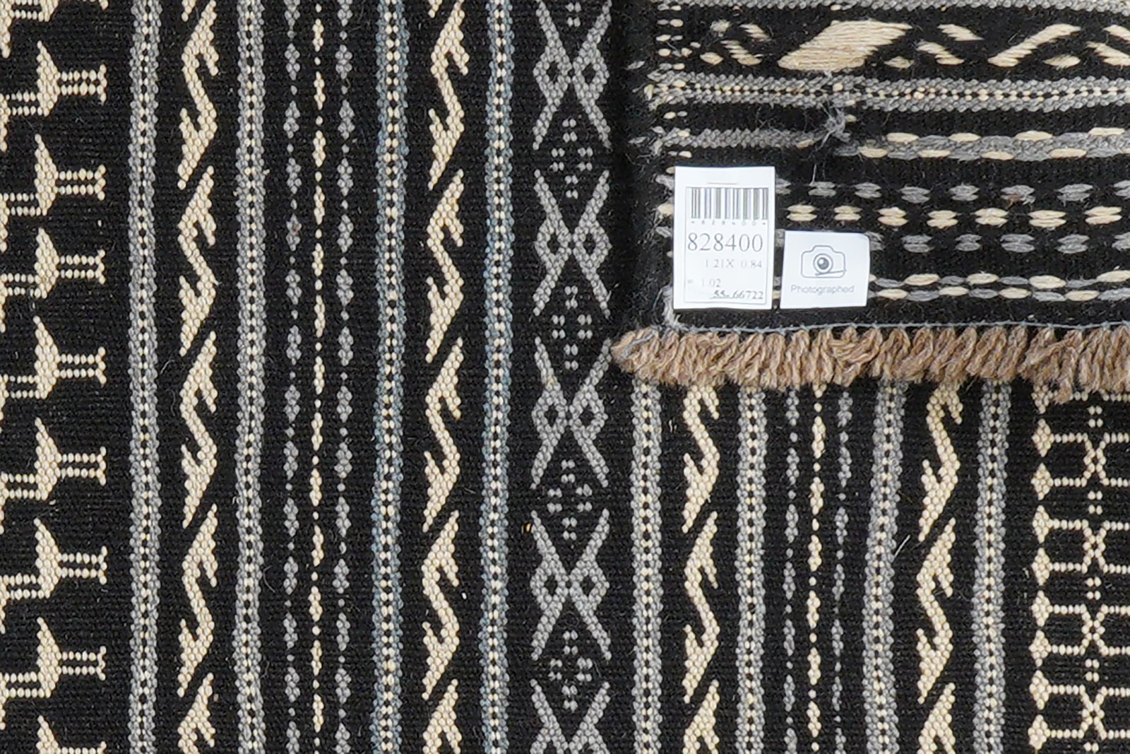 Kelim Kordi — Handmade, 84x121 cm, Black, 100% Virgin Wool | View 5