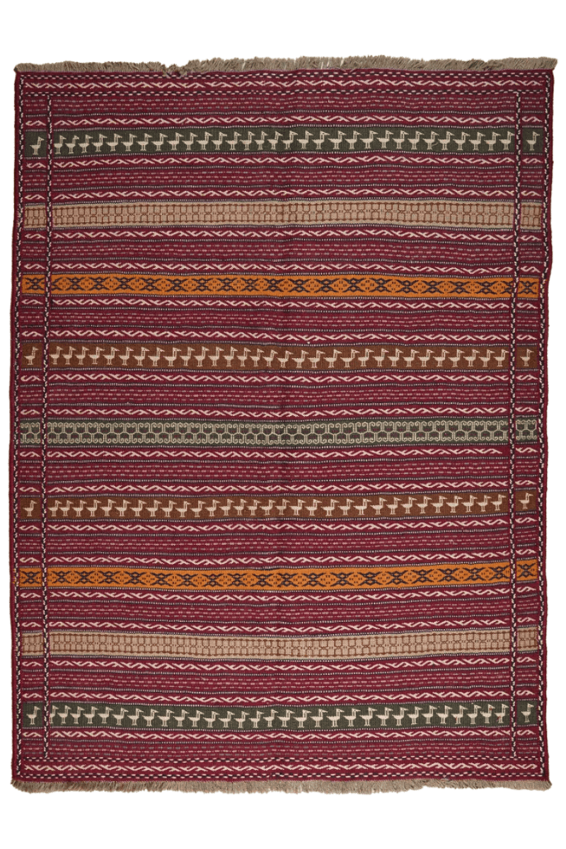 Kelim Kordi — Handmade, 152x203 cm, Violett, 100% Virgin Wool | Main view