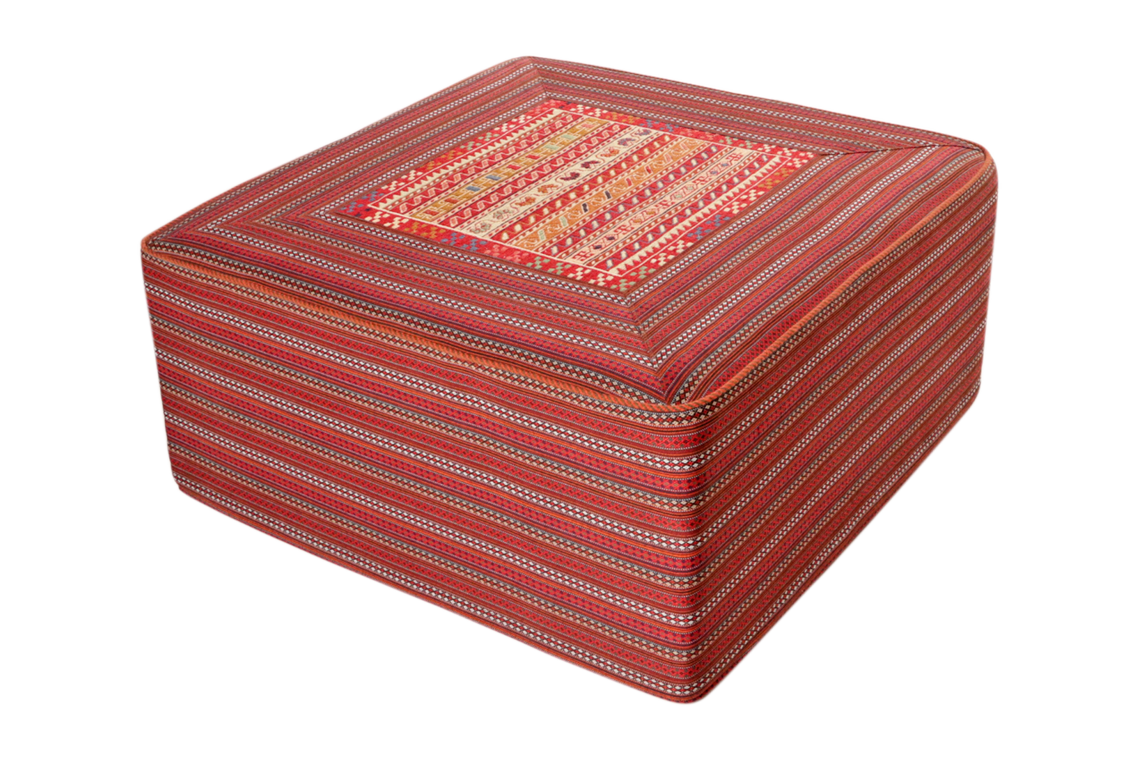 Kelim Pouf — Handgefertigt, 90x90 cm, Bunt, 100% Virgin Wool | Main view