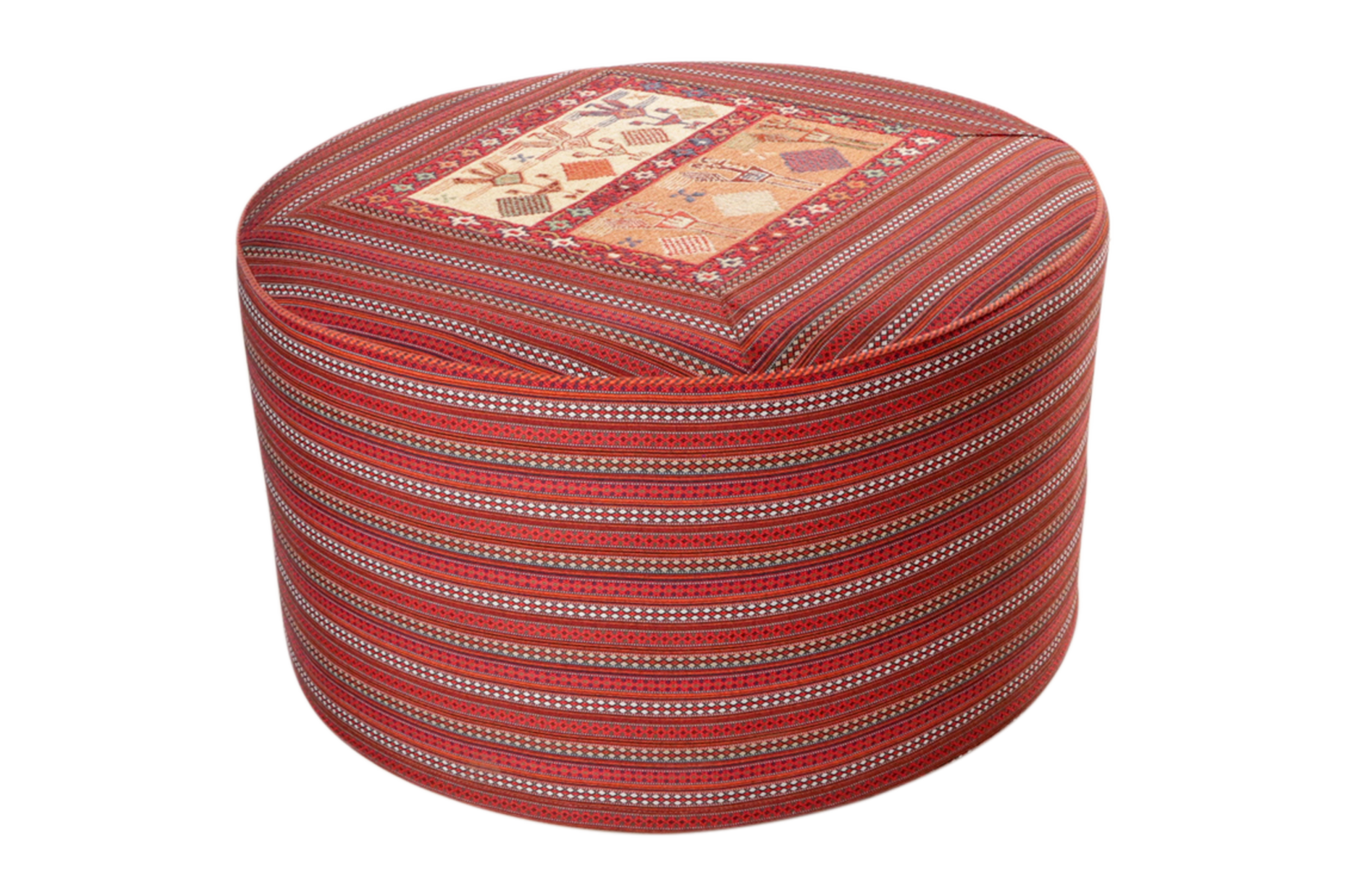 Kelim Pouf — Handgefertigt, 90x90 cm, Bunt, 100% Virgin Wool | Main view