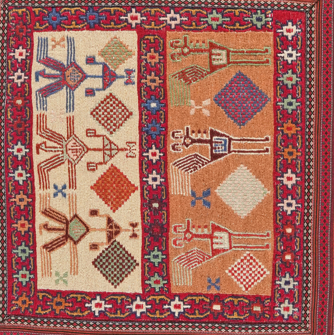 Kelim Pouf — Handgefertigt, 90x90 cm, Bunt, 100% Virgin Wool | Detail view