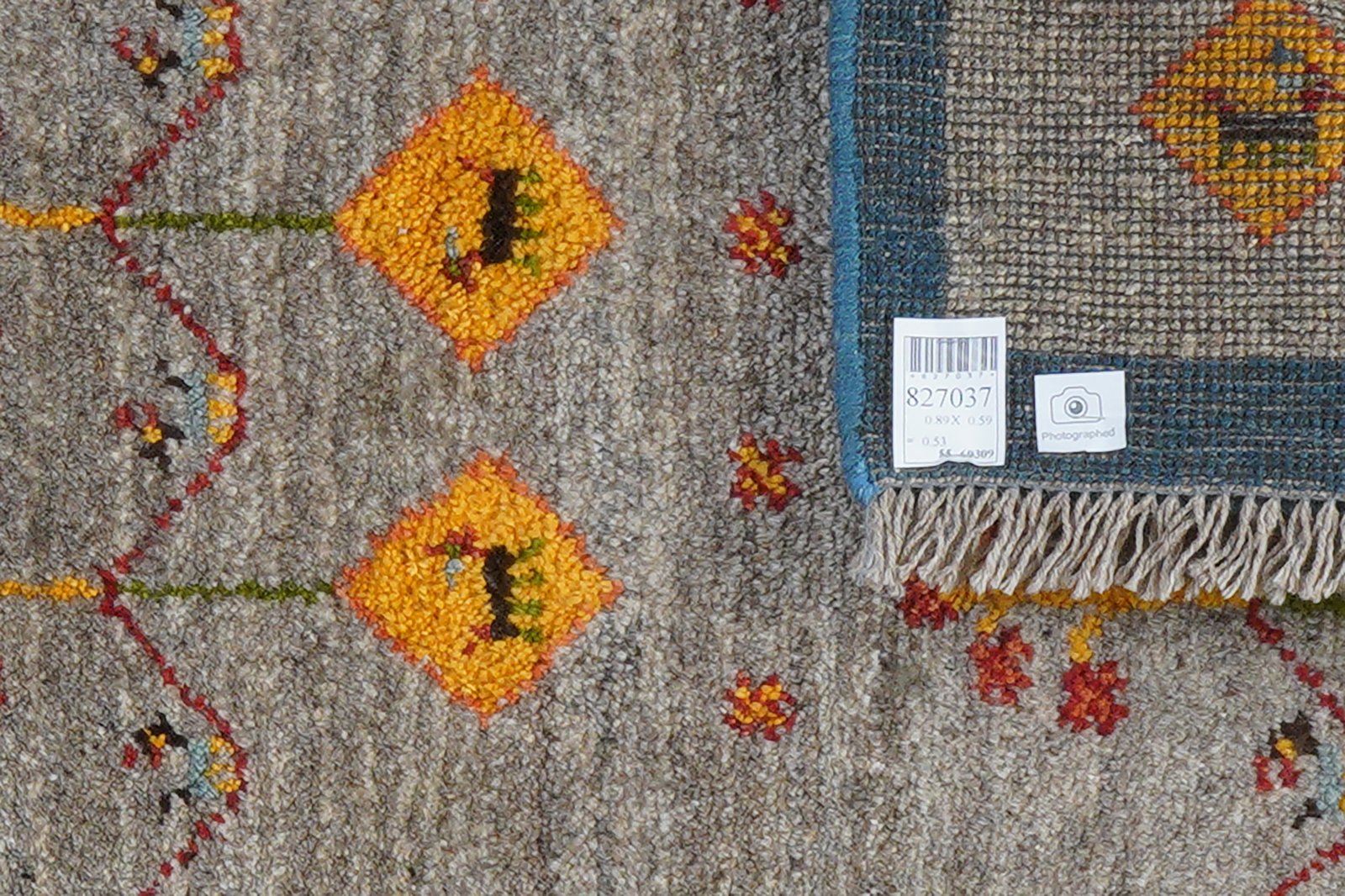 Gabbeh Sonnat — Hand-knotted, 59x89 cm, Grey, 100% Virgin Wool | View 7