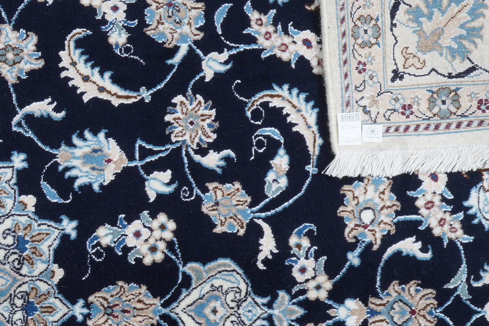 Nain 12La — Hand-knotted, 196x298 cm, Blue, 100% Virgin Wool | View 6