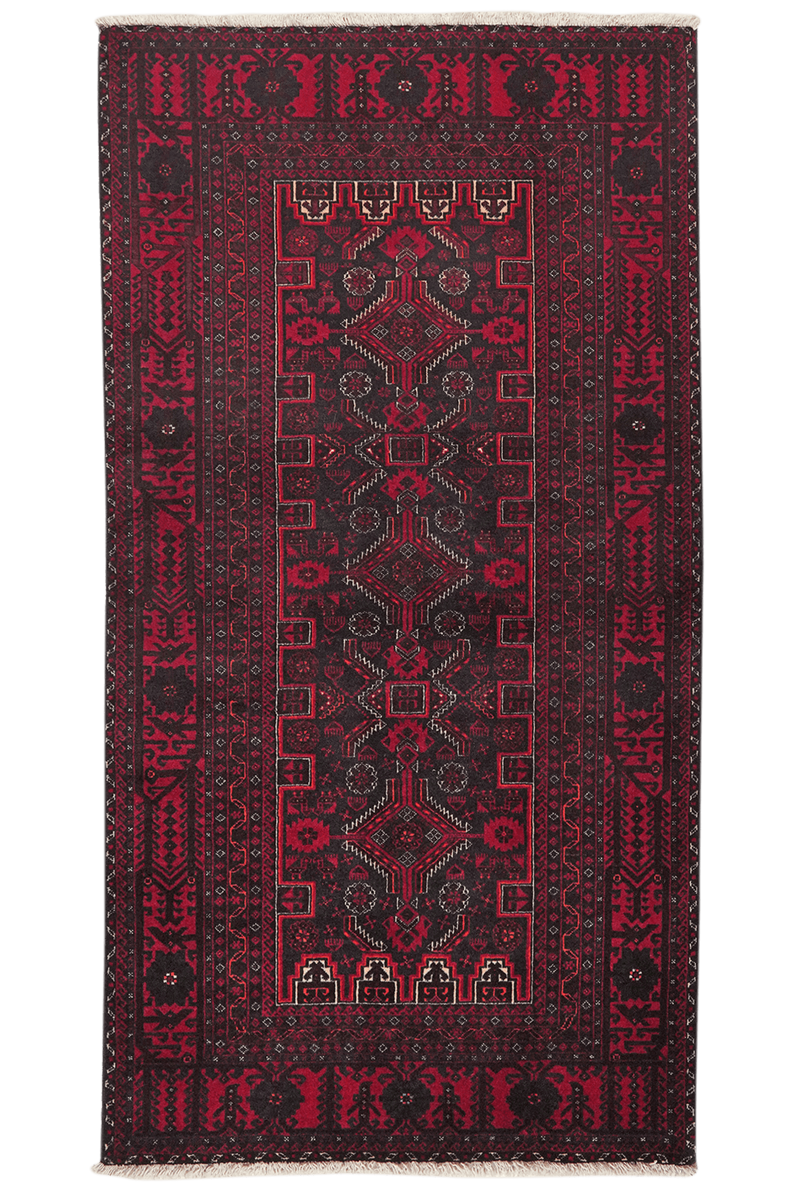 Belutch — Hand-knotted, 106x205 cm, Black, 100% Virgin Wool | Main view