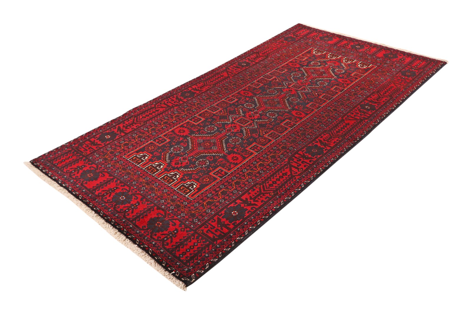 Belutch — Hand-knotted, 106x205 cm, Black, 100% Virgin Wool | View 5