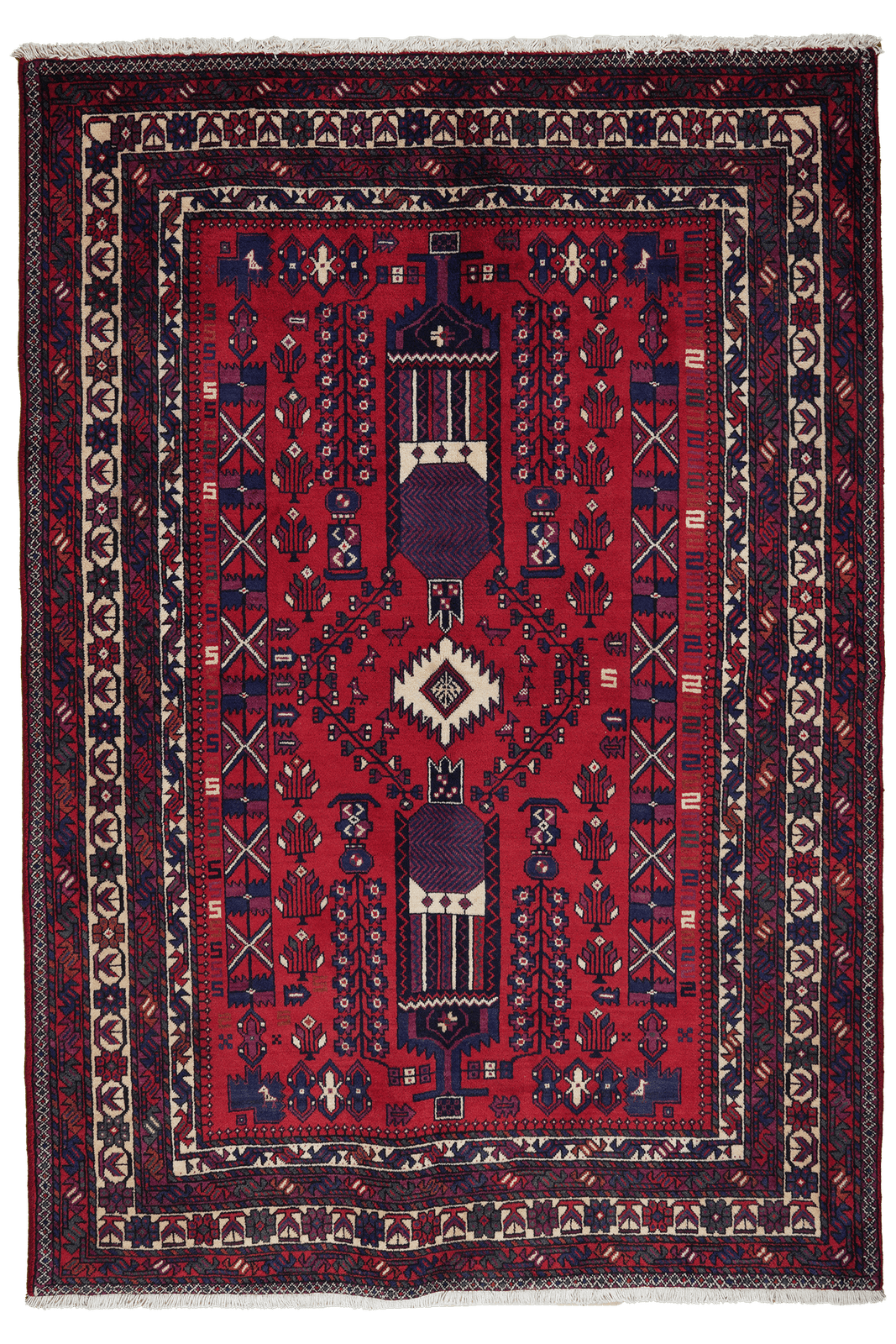 Afshar — Hand-knotted, 157x230 cm, Red, 100% Virgin Wool | Main view