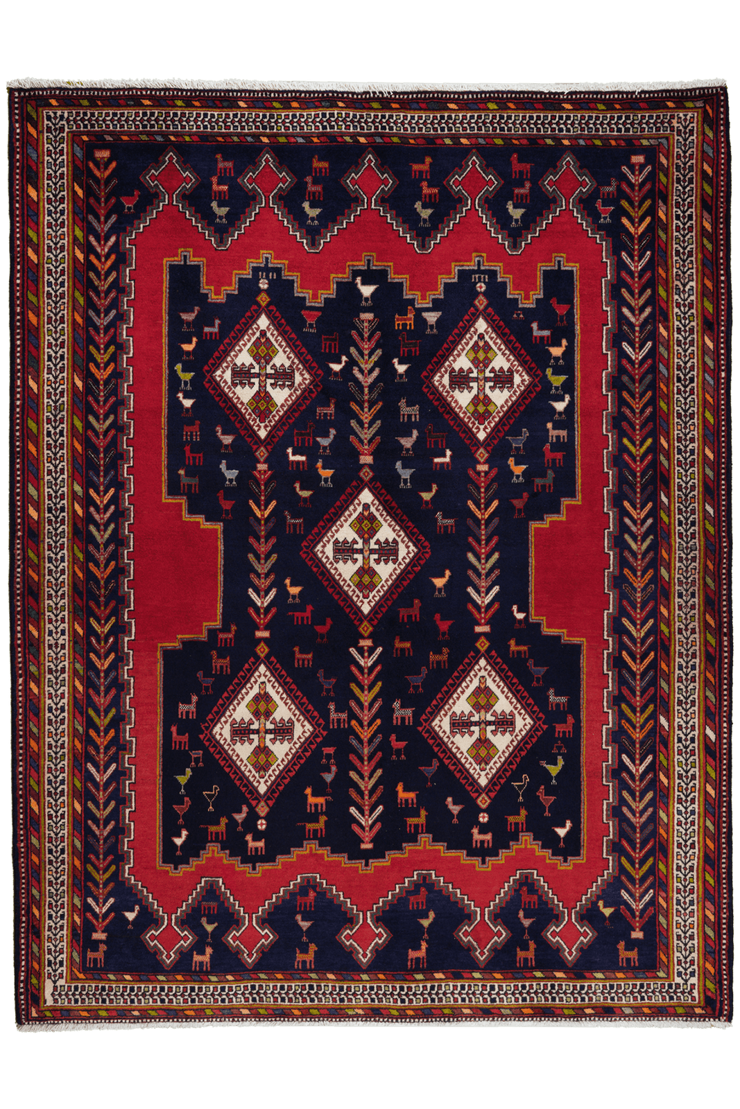 Afshar — Hand-knotted, 172x223 cm, Blue, 100% Virgin Wool | Main view