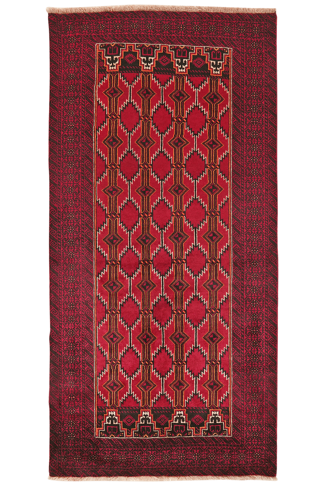 Belutch — Hand-knotted, 112x228 cm, Red, 100% Virgin Wool | Main view