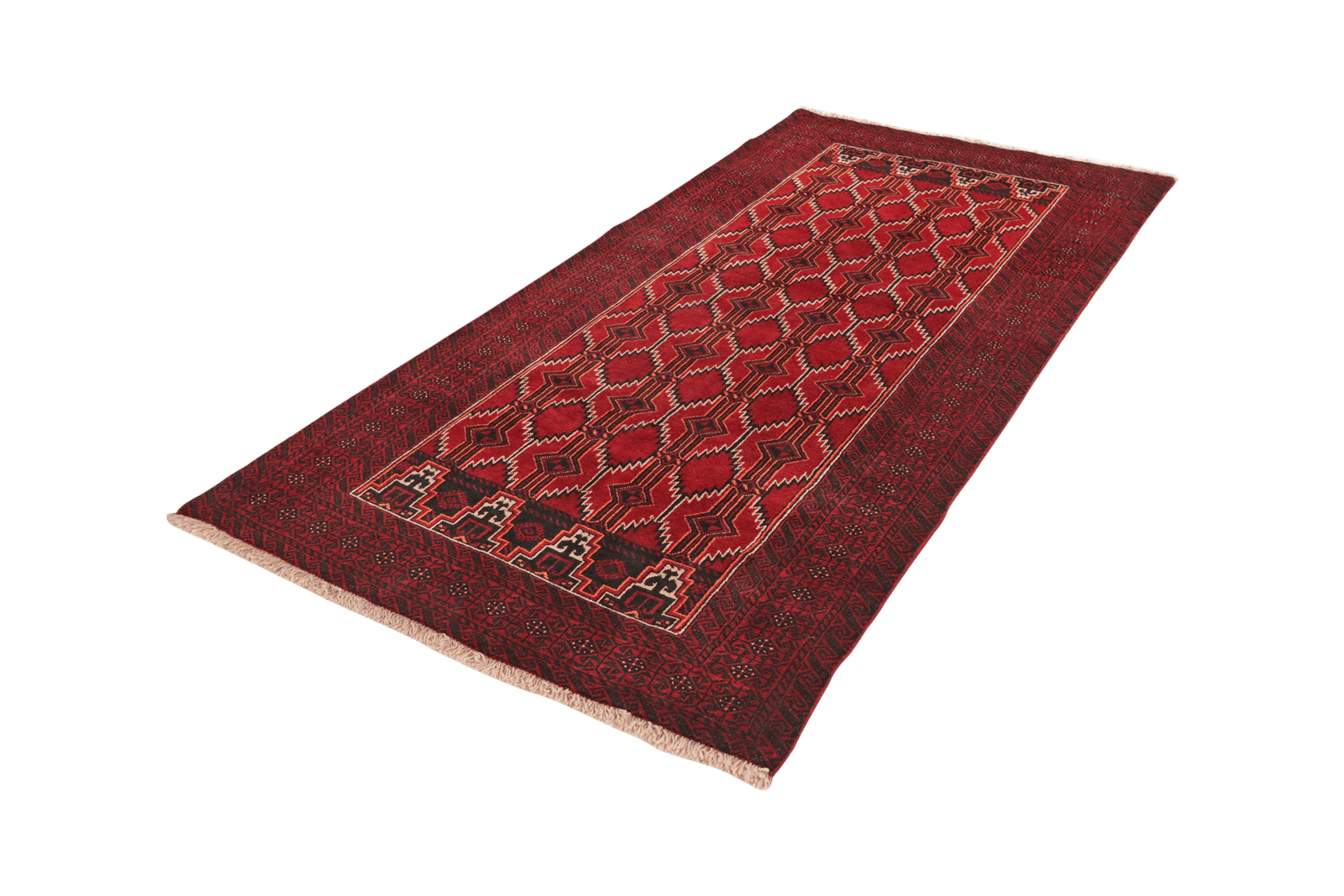 Belutch — Hand-knotted, 112x228 cm, Red, 100% Virgin Wool | View 5