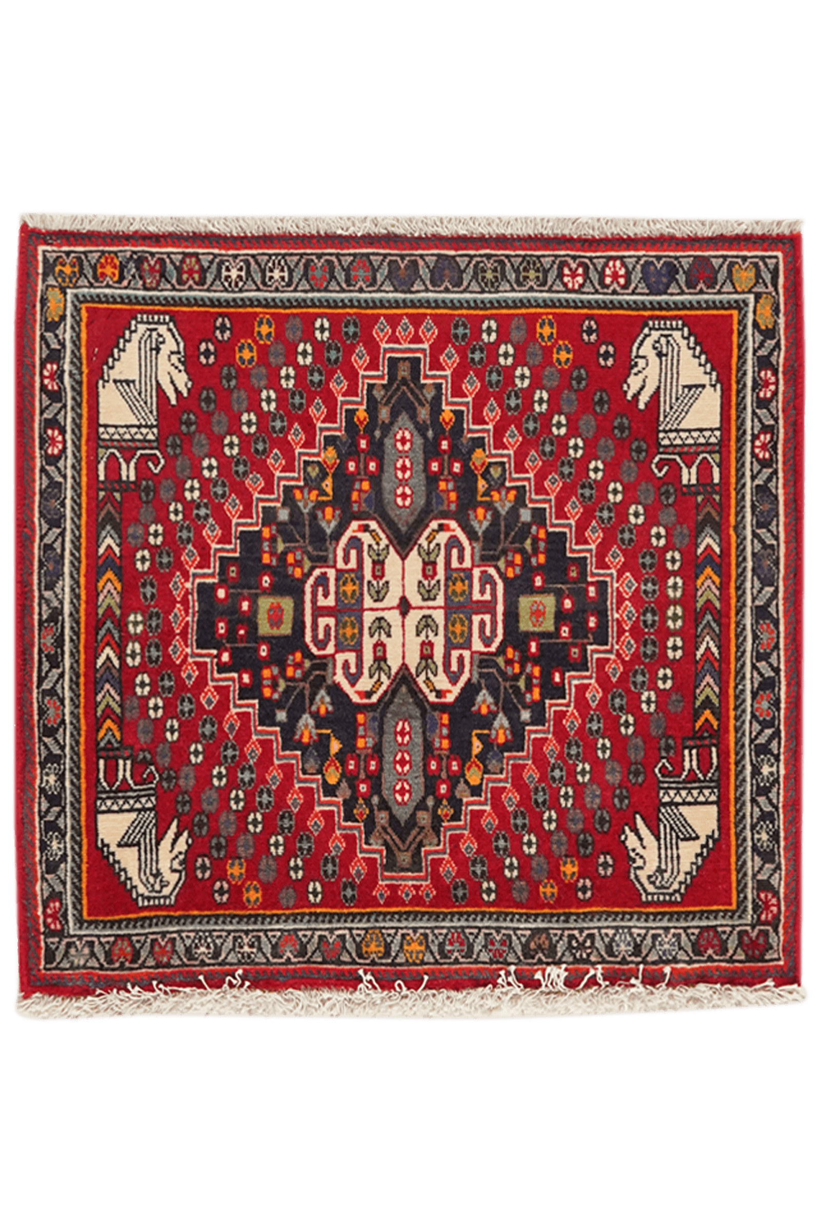 Gashgai — Hand-knotted, 63x59 cm, Red, 100% Virgin Wool | Main view