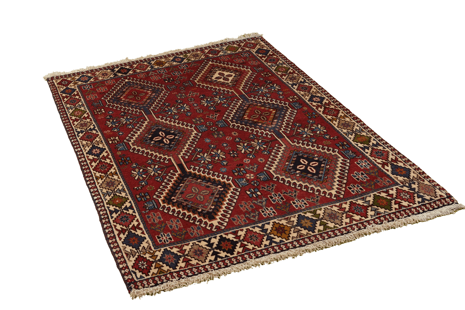 Yalameh — Hand-knotted, 101x142 cm, Red, 100% Virgin Wool | View 4