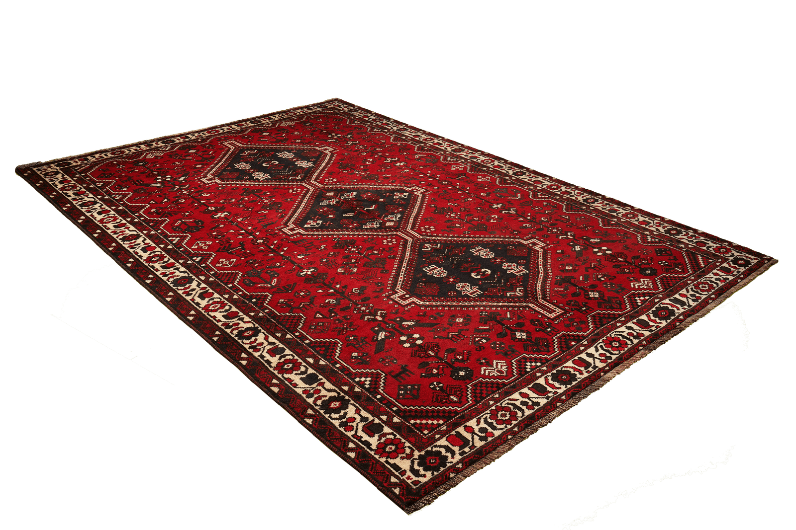 Gashgai — Hand-knotted, 206x291 cm, Red, 100% Virgin Wool | View 4