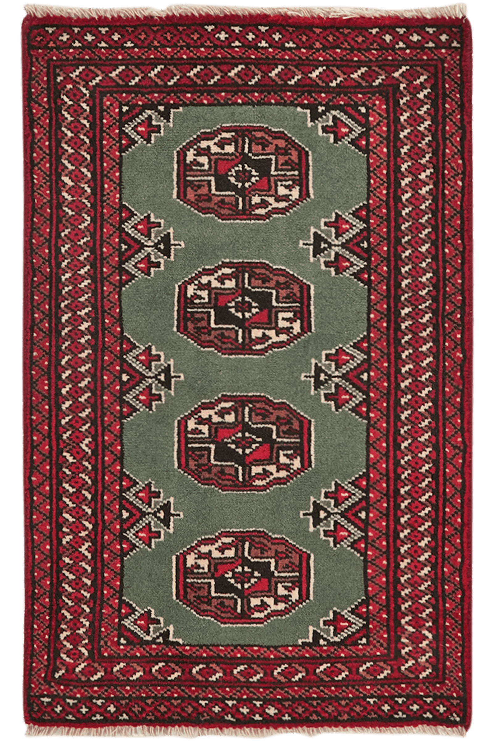 Turkman — Hand-knotted, 62x97 cm, Green, 100% Virgin Wool | Main view