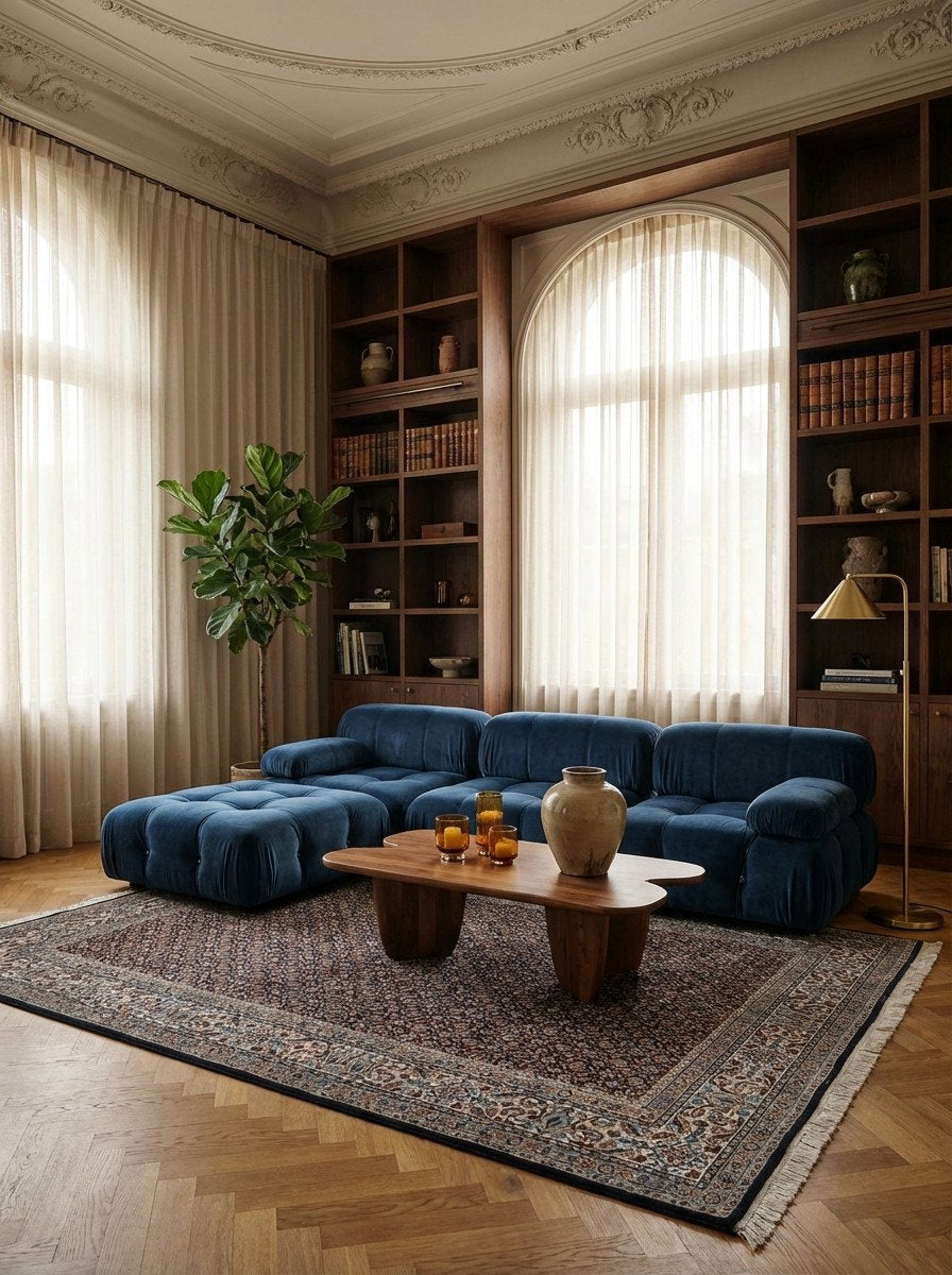 Moud Mahi — Handgefertigt, 240x166 cm, Beige, 100% Virgin Wool | Back view