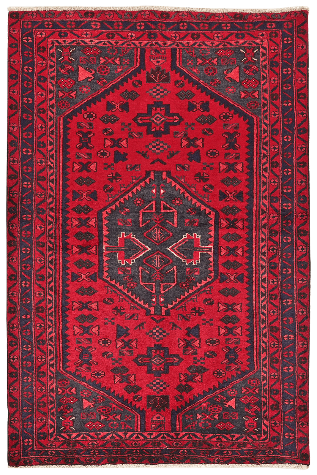 Khamseh — Hand-knotted, 136x202 cm, Red, 100% Virgin Wool | Main view