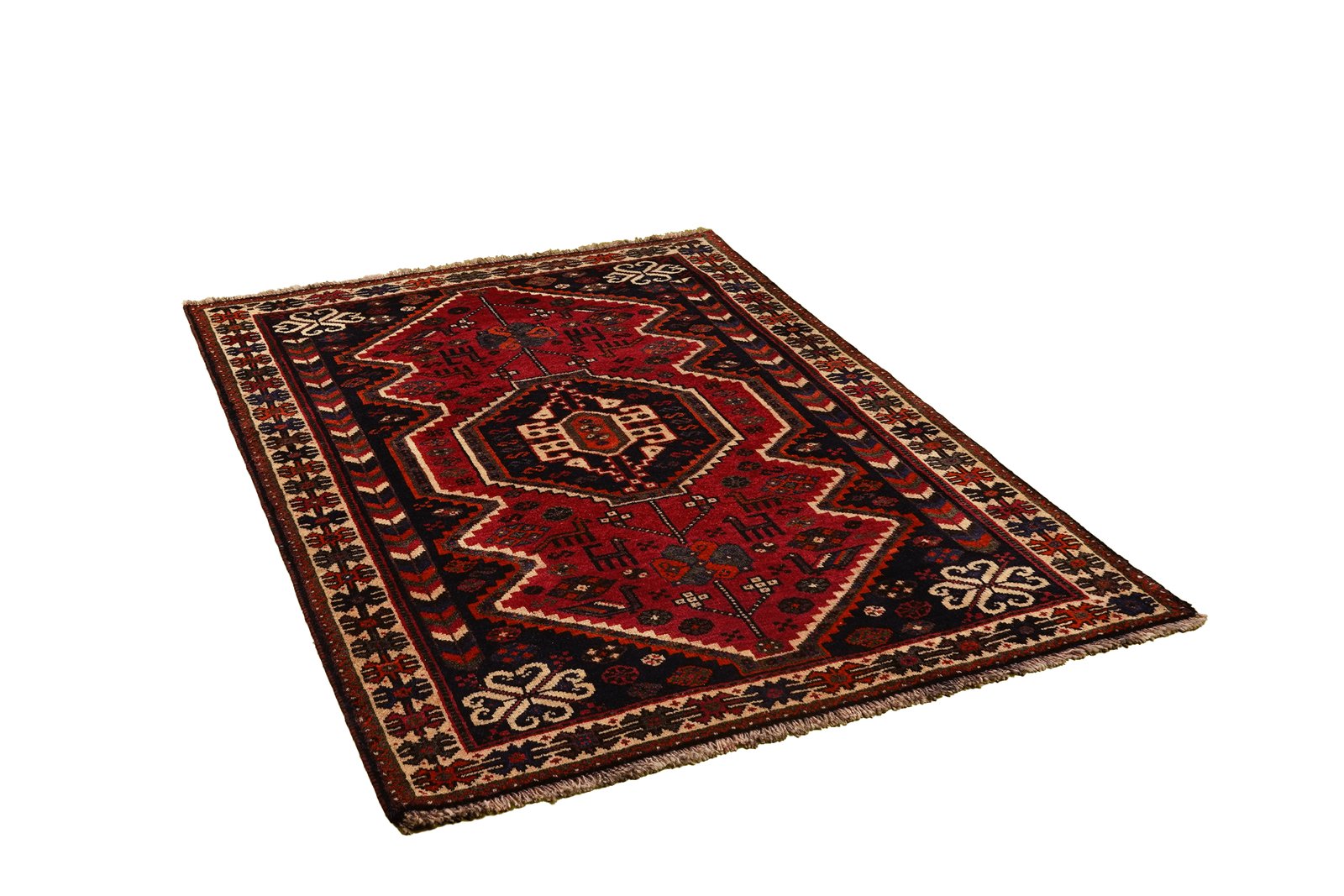 Gashgai — Hand-knotted, 123x159 cm, Red, 100% Virgin Wool | View 4