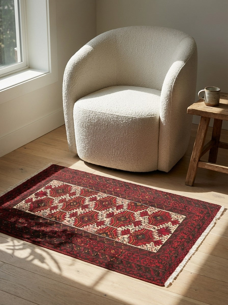 Belutch — Hand-knotted, 63x88 cm, Multicolor, 100% Virgin Wool | Detail view