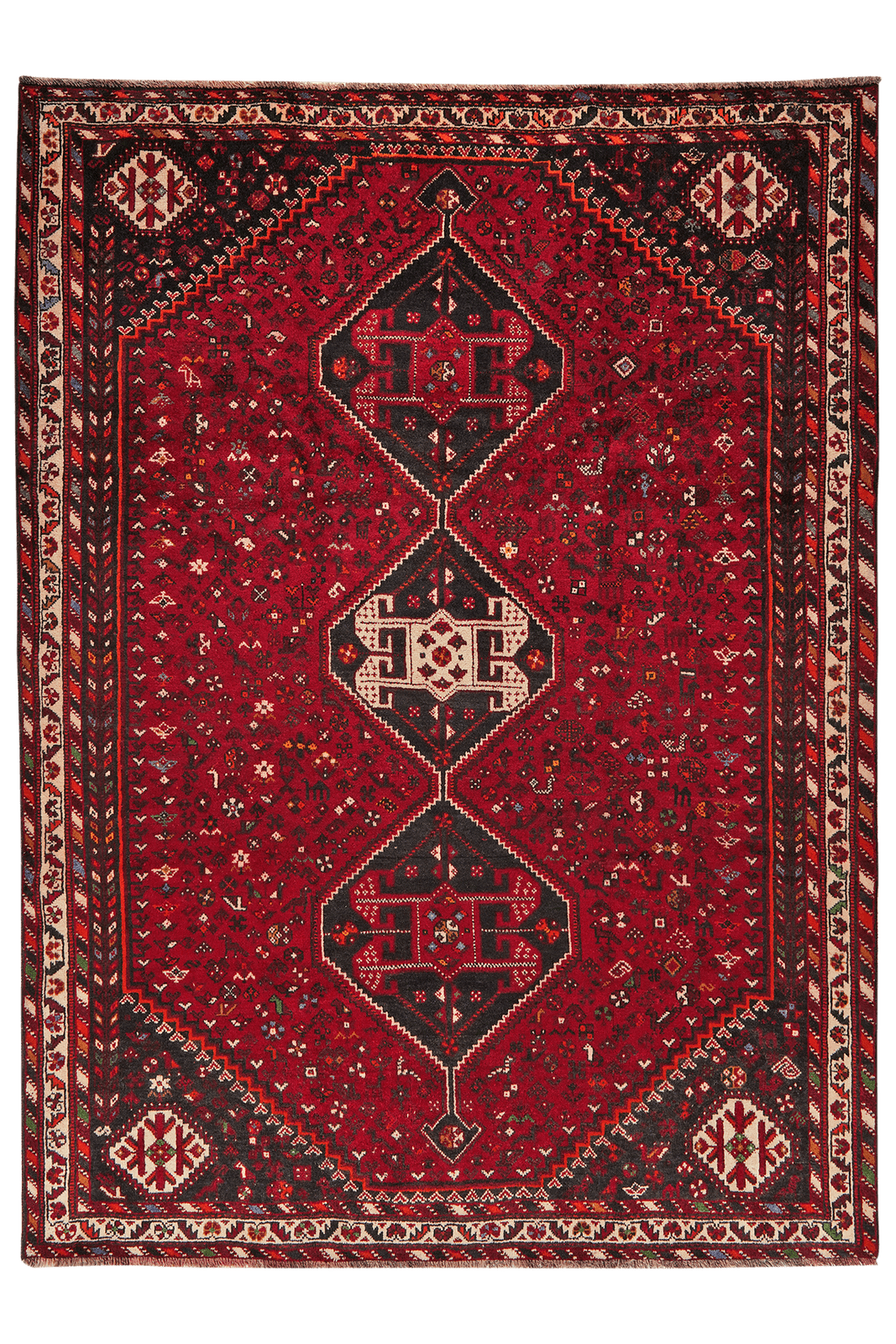 Gashgai — Hand-knotted, 230x311 cm, Red, 100% Virgin Wool | Main view