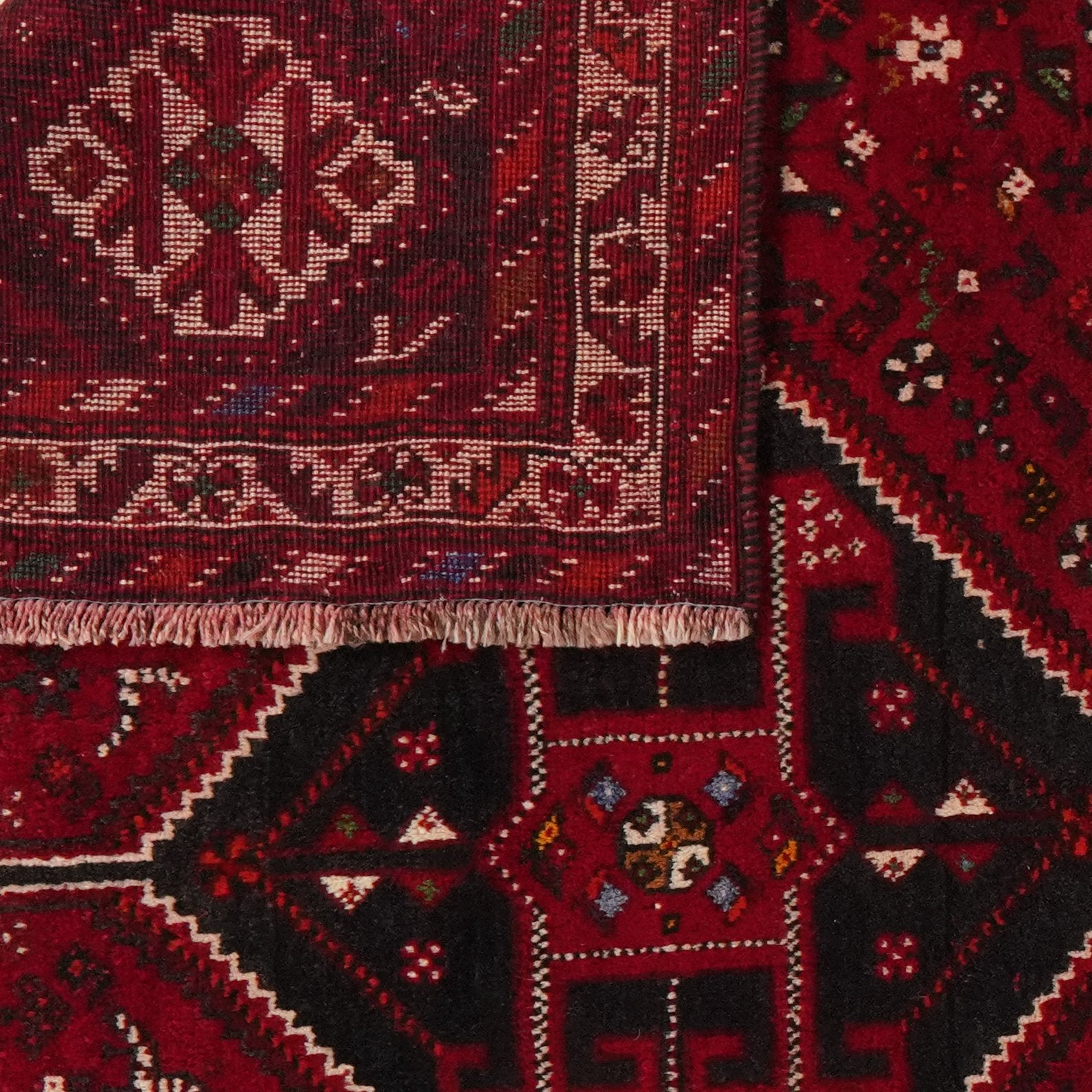 Gashgai — Hand-knotted, 230x311 cm, Red, 100% Virgin Wool | View 6