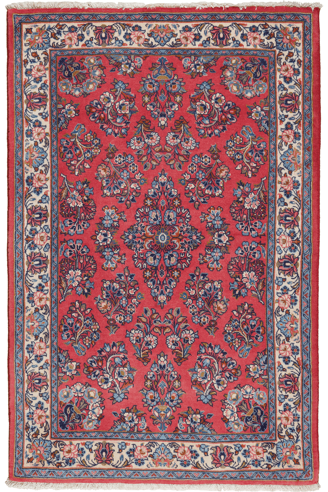 Sarough — Hand-knotted, 107x165 cm, Red, 100% Virgin Wool | Main view