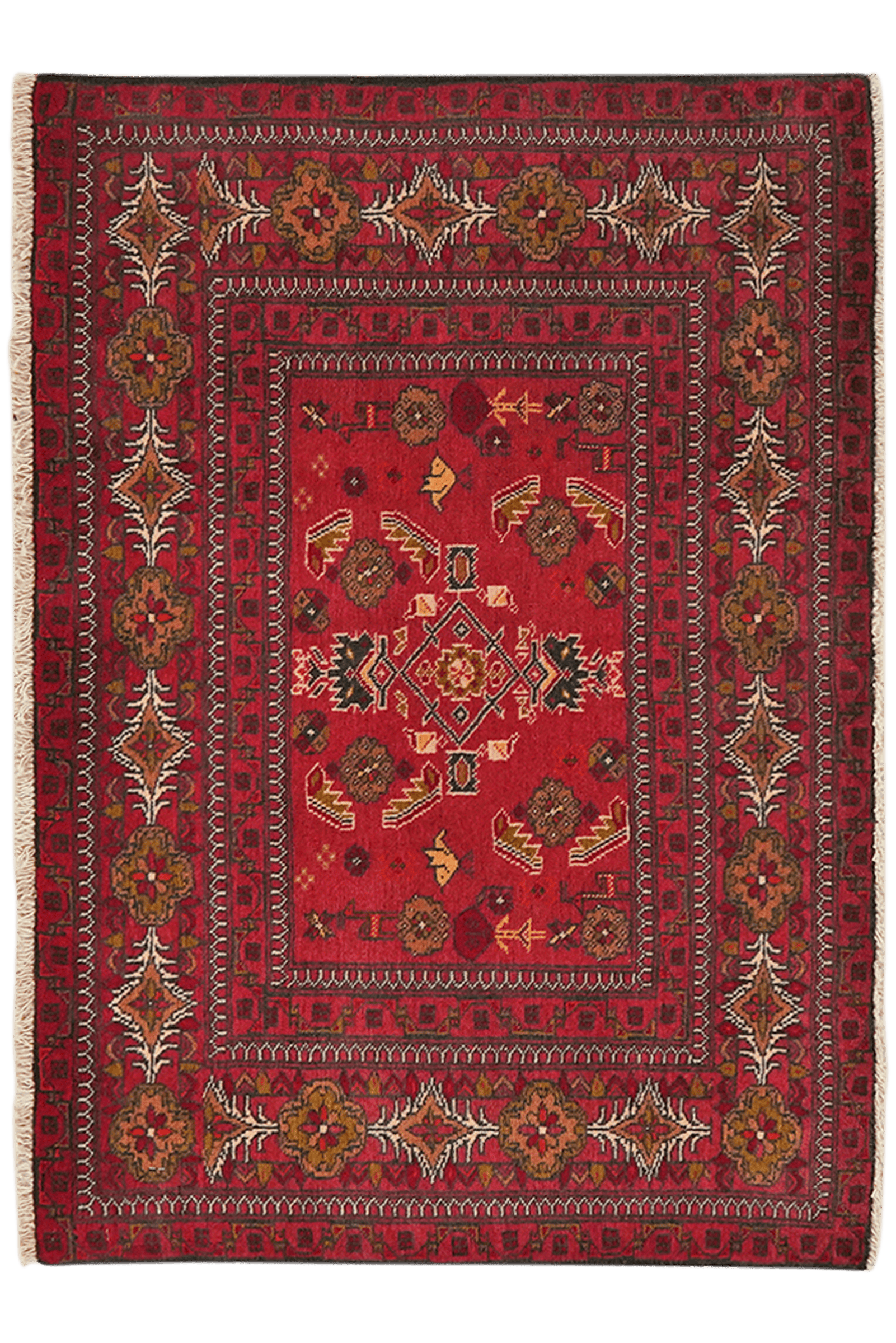Belutch — Hand-knotted, 94x67 cm, Red, 100% Virgin Wool | Main view