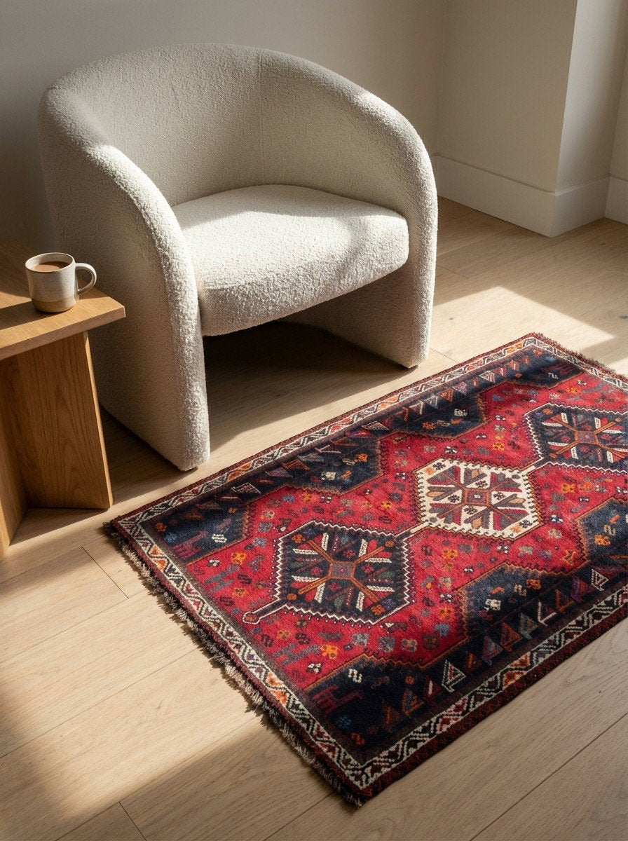 Gashgai — Handgefertigt, 164x114 cm, Beige, 100% Virgin Wool | Detail view