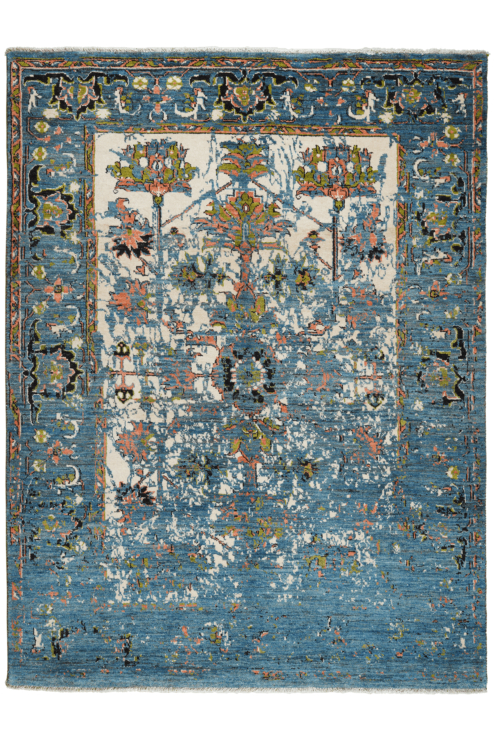 Rizbaf — Hand-knotted, 155x205 cm, Blue, 100% Virgin Wool | Main view