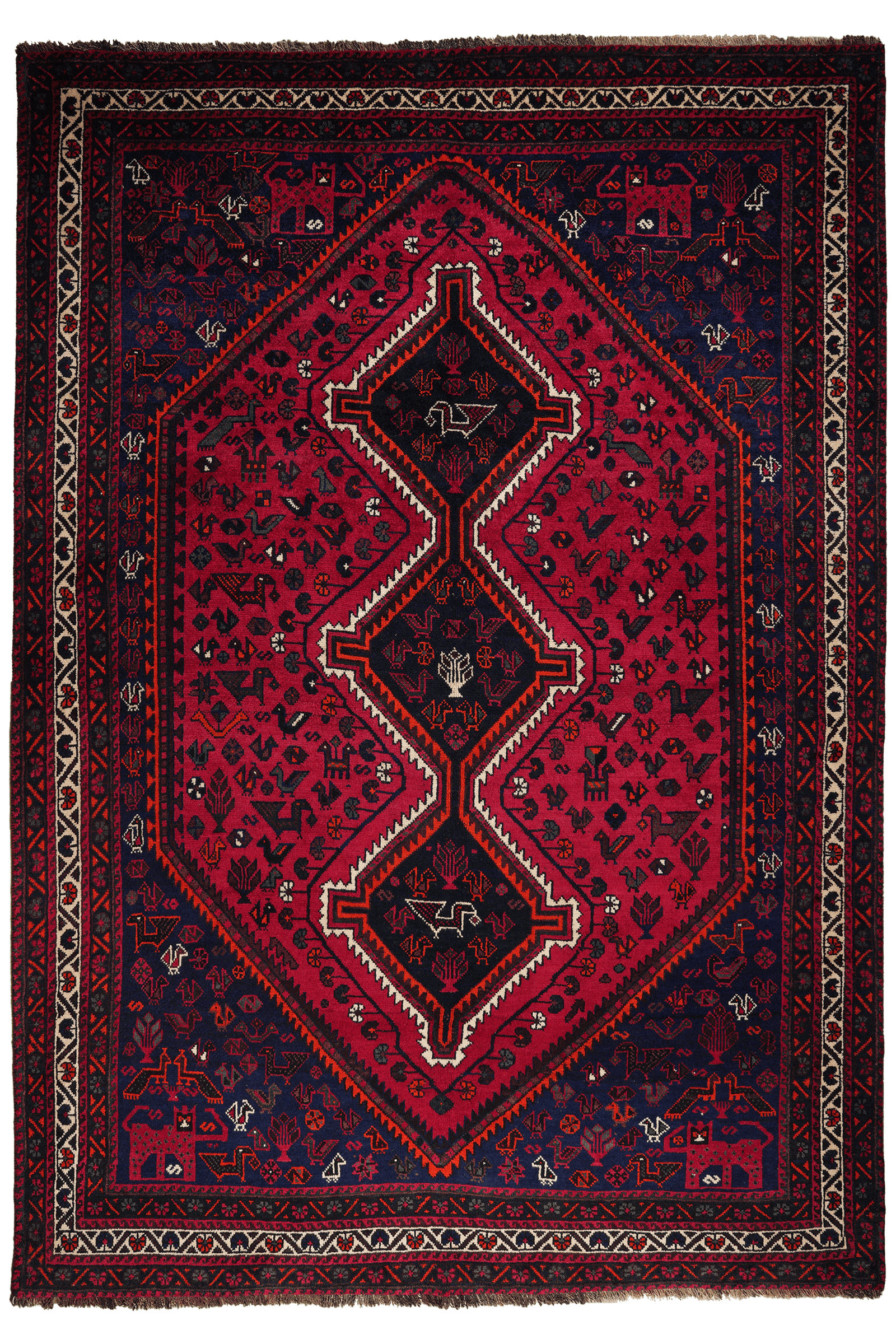 Gashgai — Hand-knotted, 205x295 cm, Red, 100% Virgin Wool | Main view