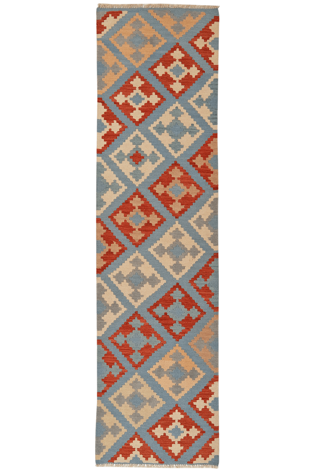 Kelim Gashgai — Handmade, 77x284 cm, Blue, 100% Virgin Wool | Main view