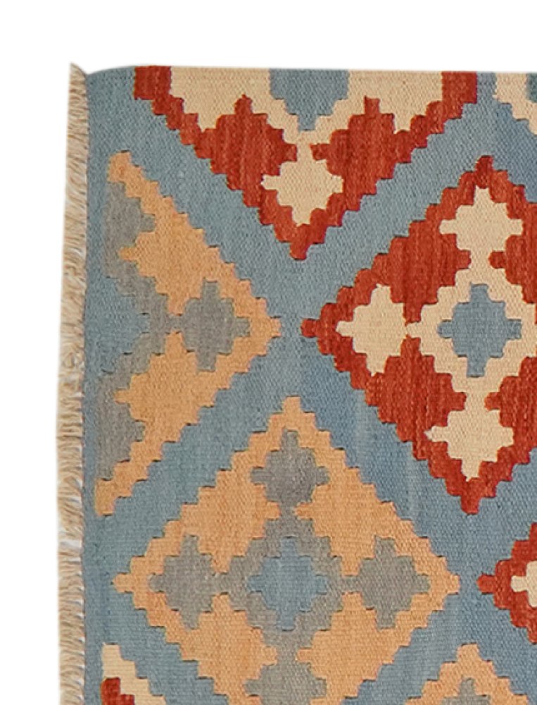 Kelim Gashgai — Handmade, 77x284 cm, Blue, 100% Virgin Wool | View 3
