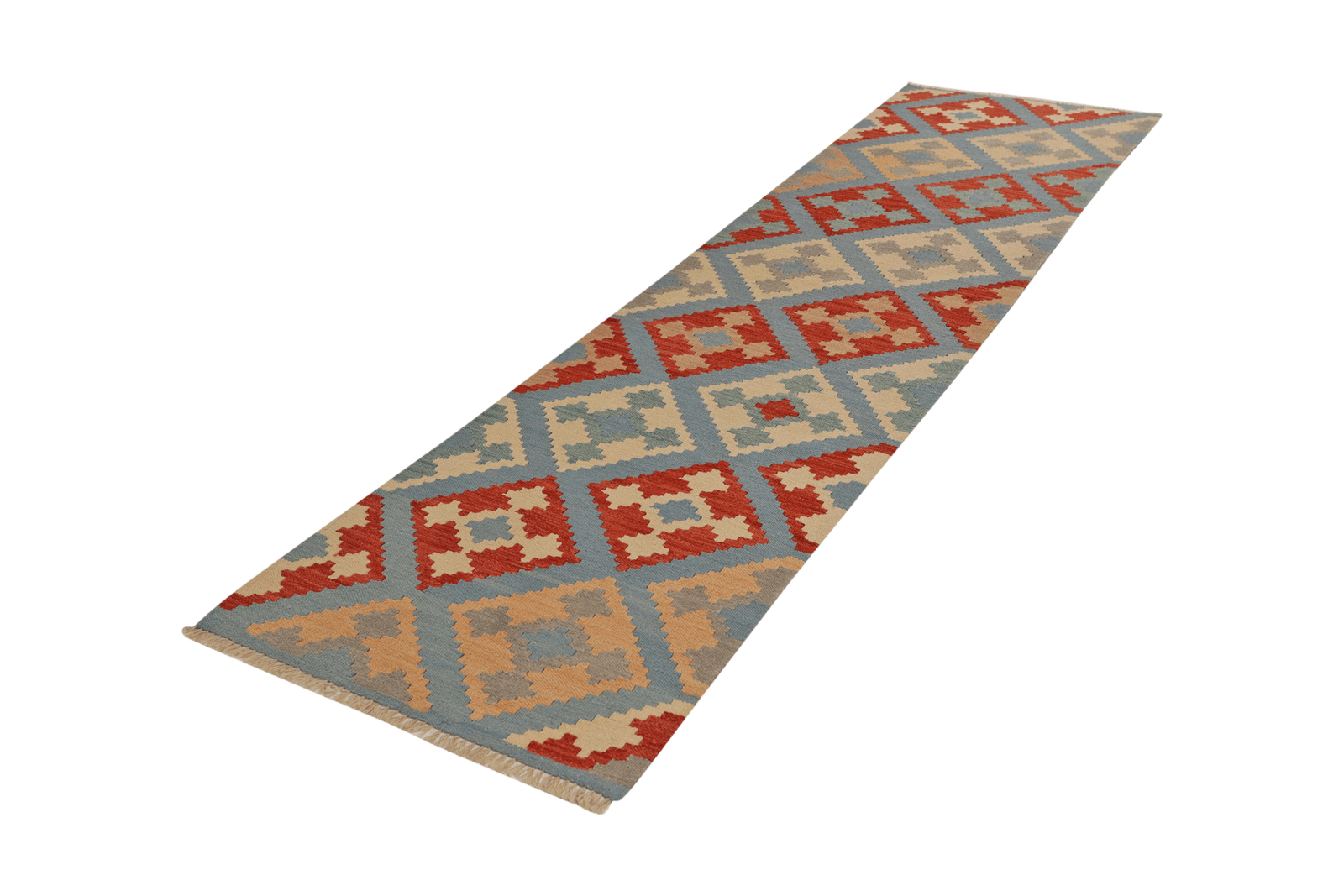 Kelim Gashgai — Handmade, 77x284 cm, Blue, 100% Virgin Wool | View 5