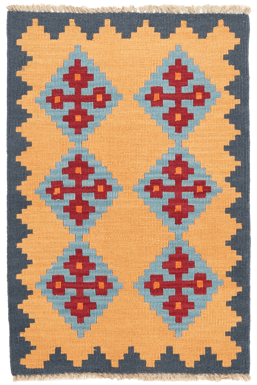 Kelim Gashgai — Handmade, 60x97 cm, Yellow, 100% Virgin Wool | Main view
