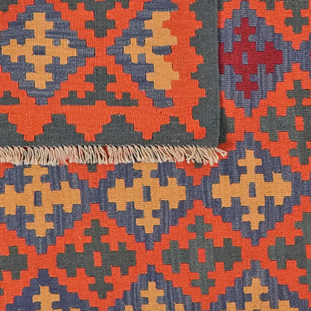 Kelim Gashgai — Handgefertigt, 182x129 cm, Orange, 100% Virgin Wool | View 7