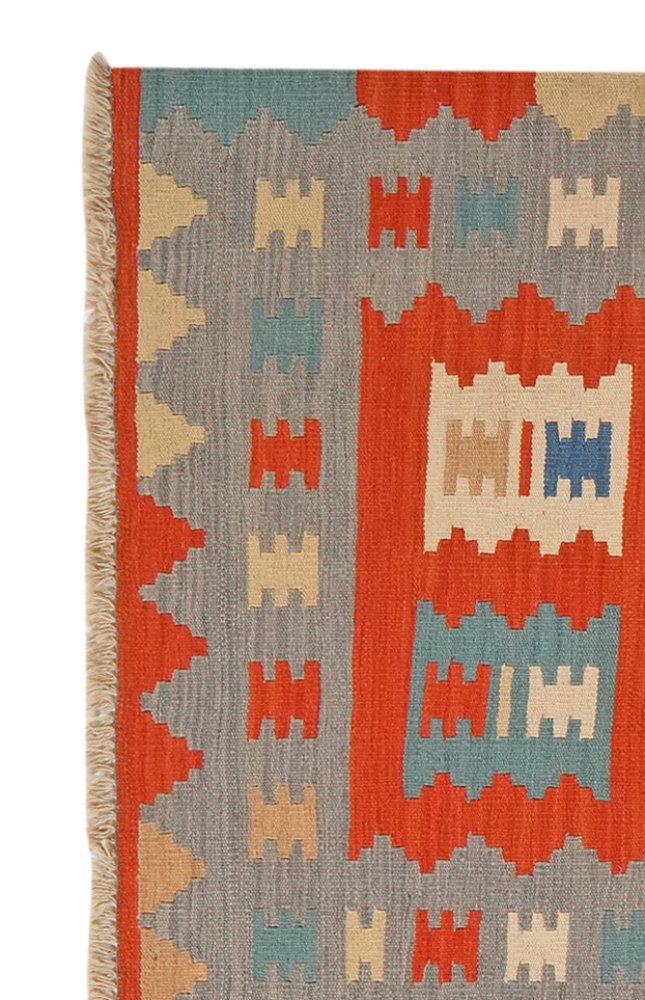 Kelim Gashgai — Handmade, 105x150 cm, Red, 100% Virgin Wool | View 3