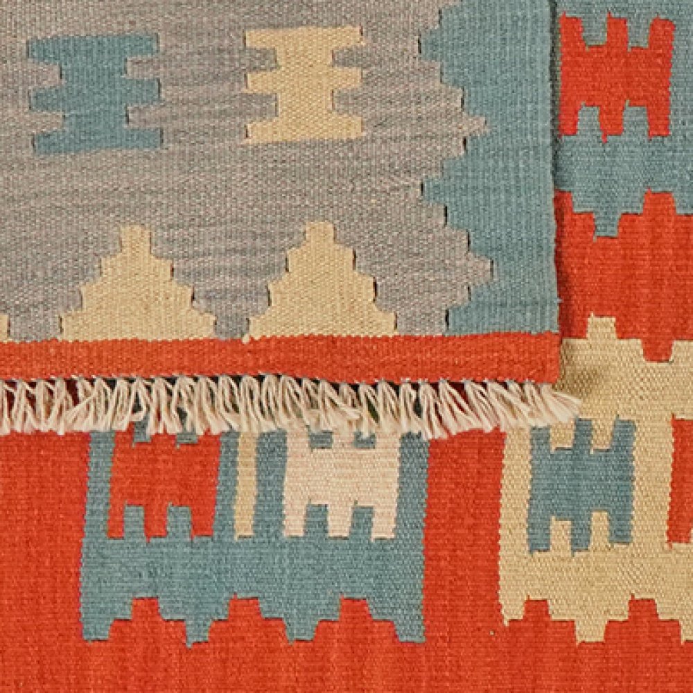 Kelim Gashgai — Handmade, 105x150 cm, Red, 100% Virgin Wool | View 6