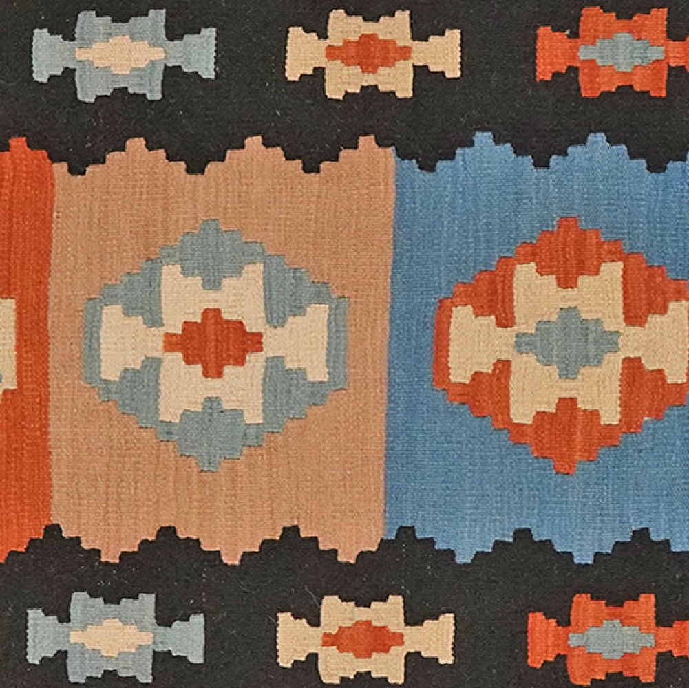 Kelim Gashgai — Handmade, 85x295 cm, Black, 100% Virgin Wool | View 4
