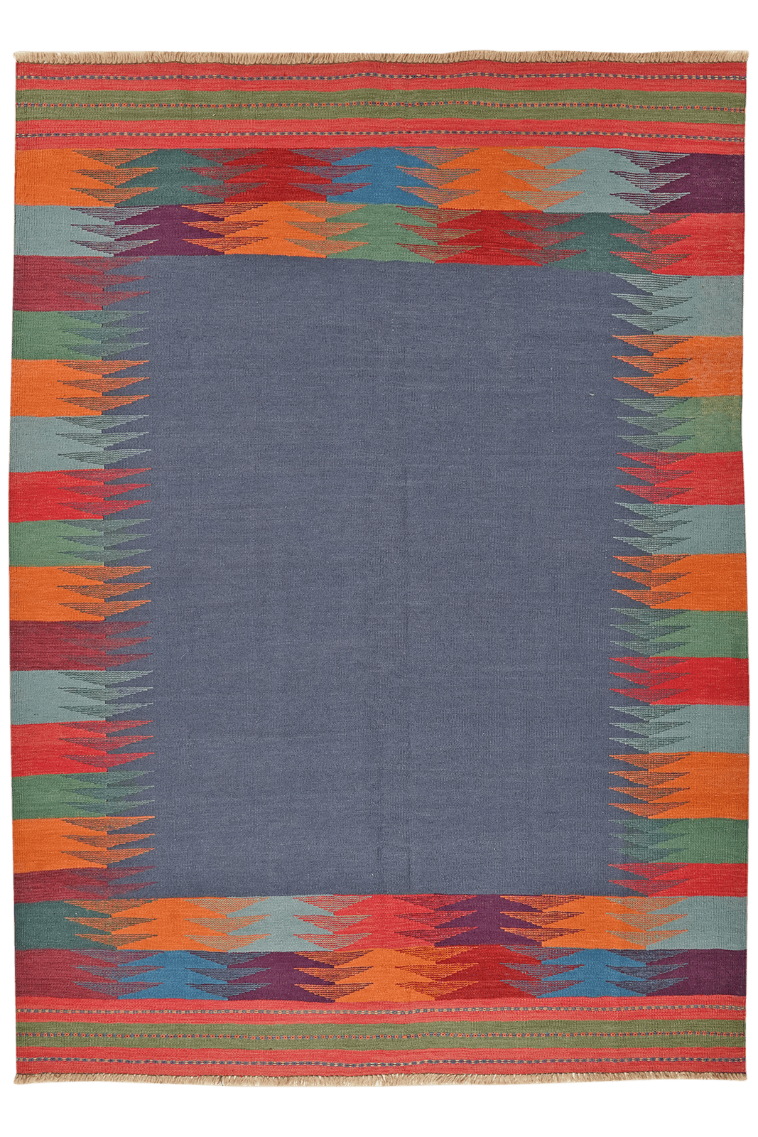 Kelim Gashgai — Handmade, 186x249 cm, Blue, 100% Virgin Wool | Main view