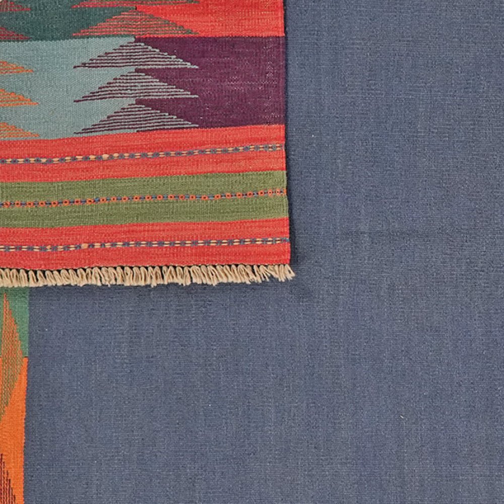 Kelim Gashgai — Handmade, 186x249 cm, Blue, 100% Virgin Wool | View 6