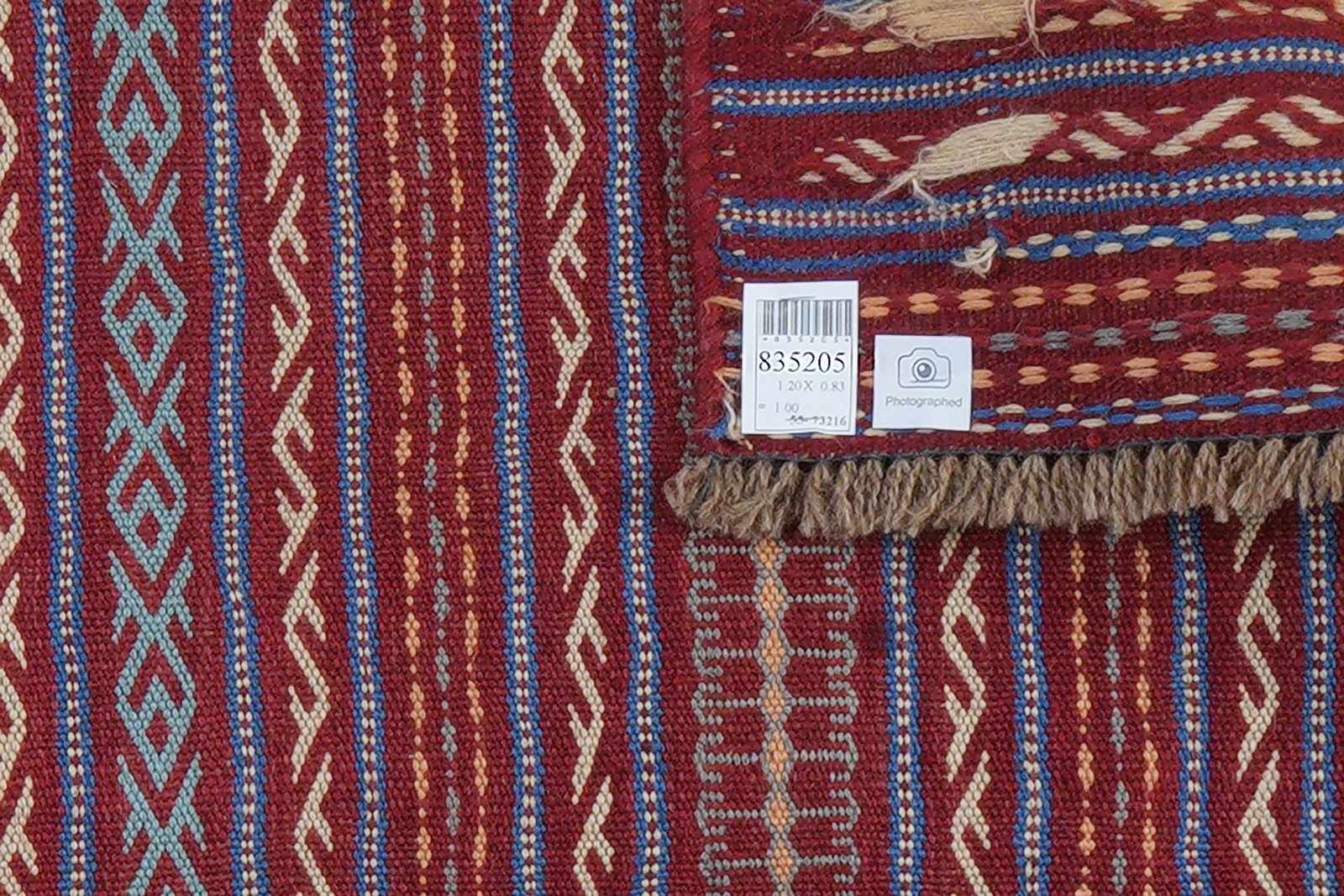 Kelim Kordi — Handmade, 83x120 cm, Red, 100% Virgin Wool | View 5