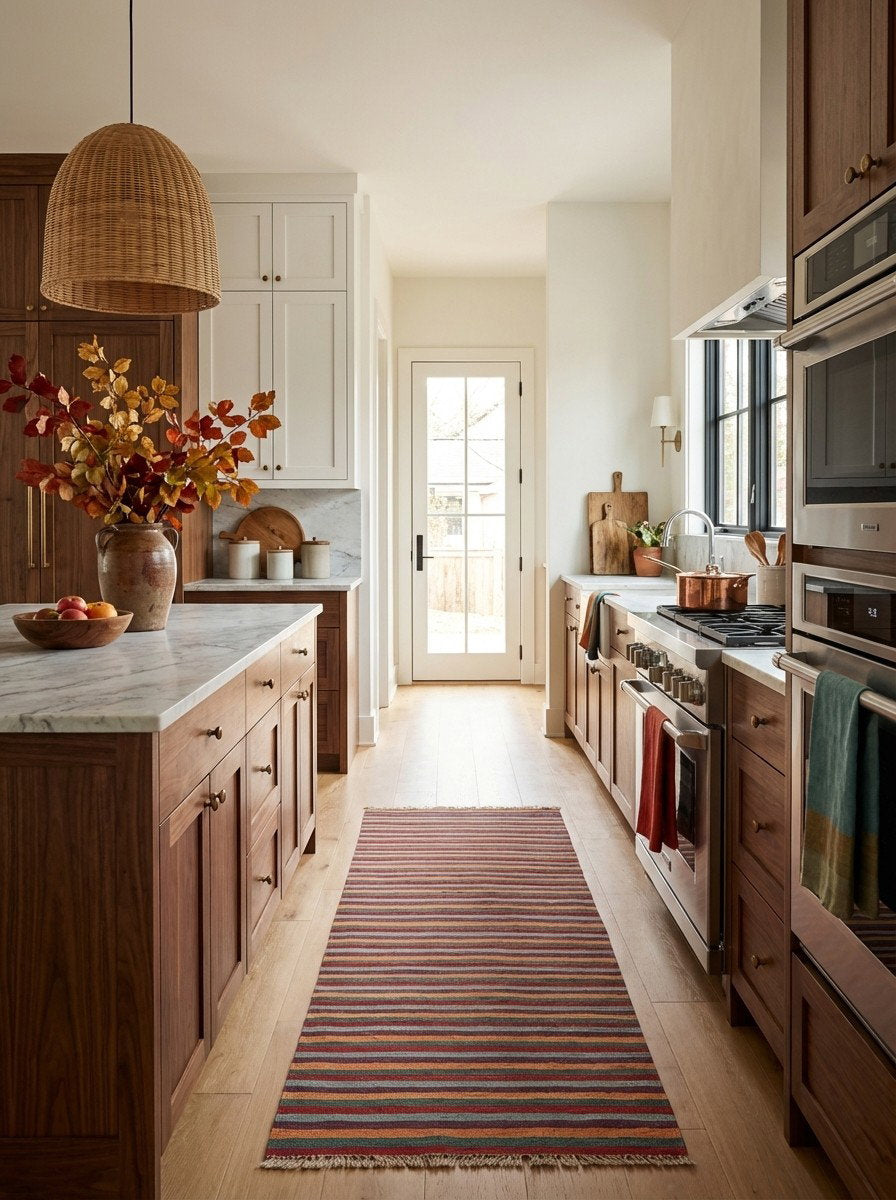 Kelim Gashgai — Handgefertigt, 208x72 cm, Bunt, 100% Virgin Wool | Detail view