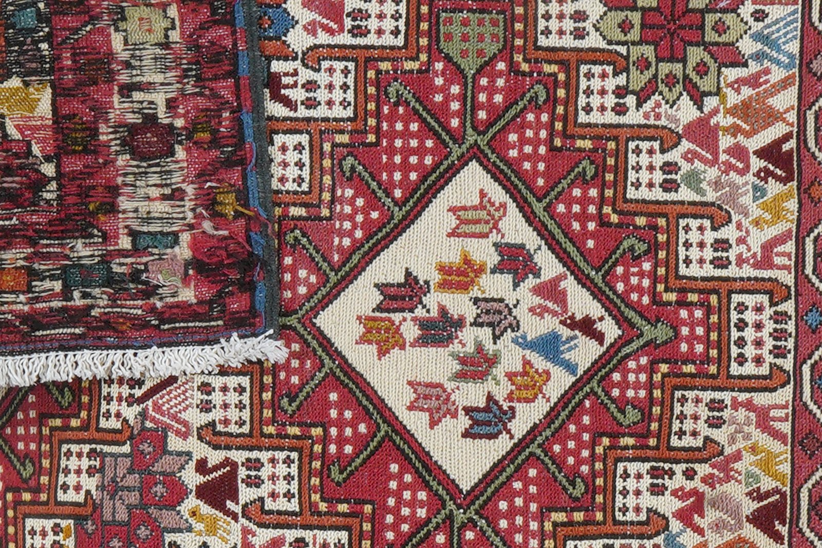 Sumak Shahsavan — Handmade, 81x93 cm, Beige, 100% Virgin Wool | View 6