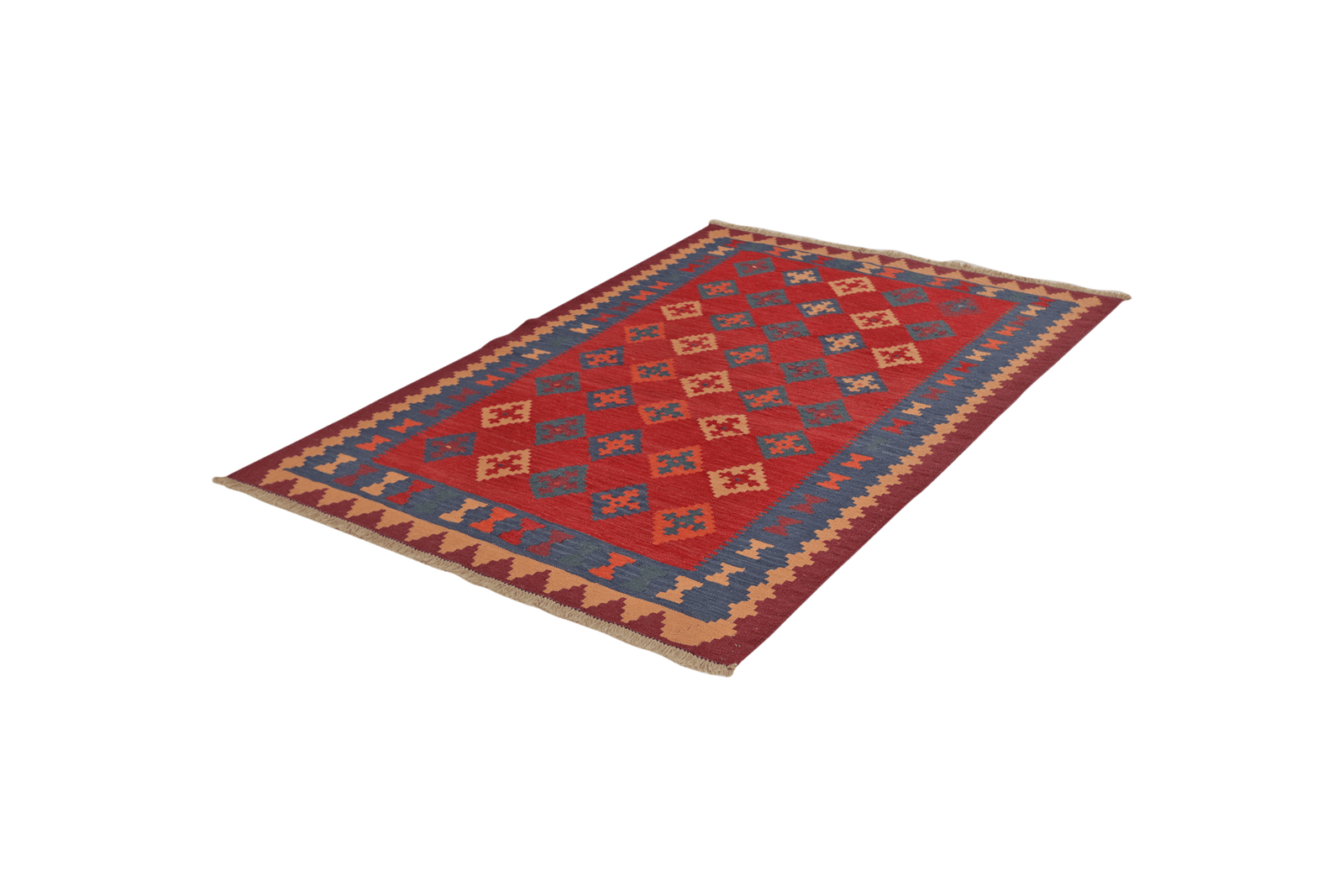 Kelim Gashgai — Handmade, 126x178 cm, Red, 100% Virgin Wool | View 5