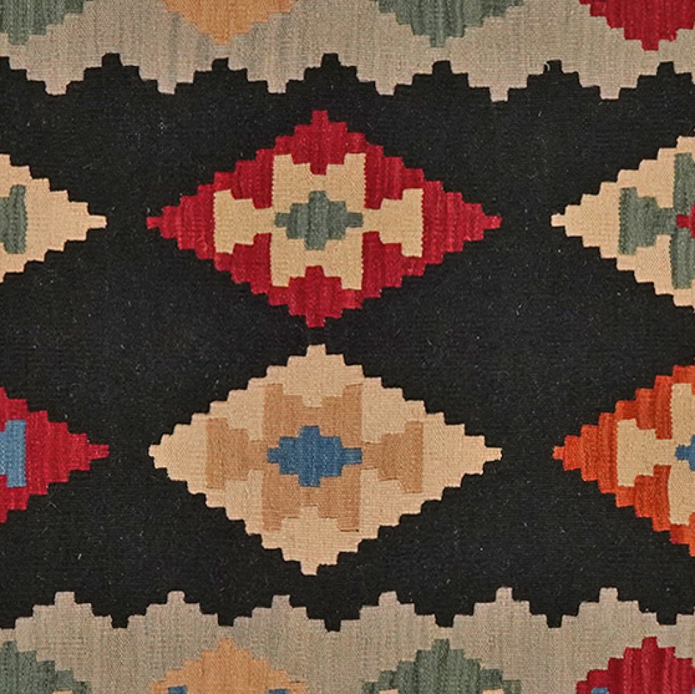Kelim Gashgai — Handmade, 125x187 cm, Black, 100% Virgin Wool | View 4