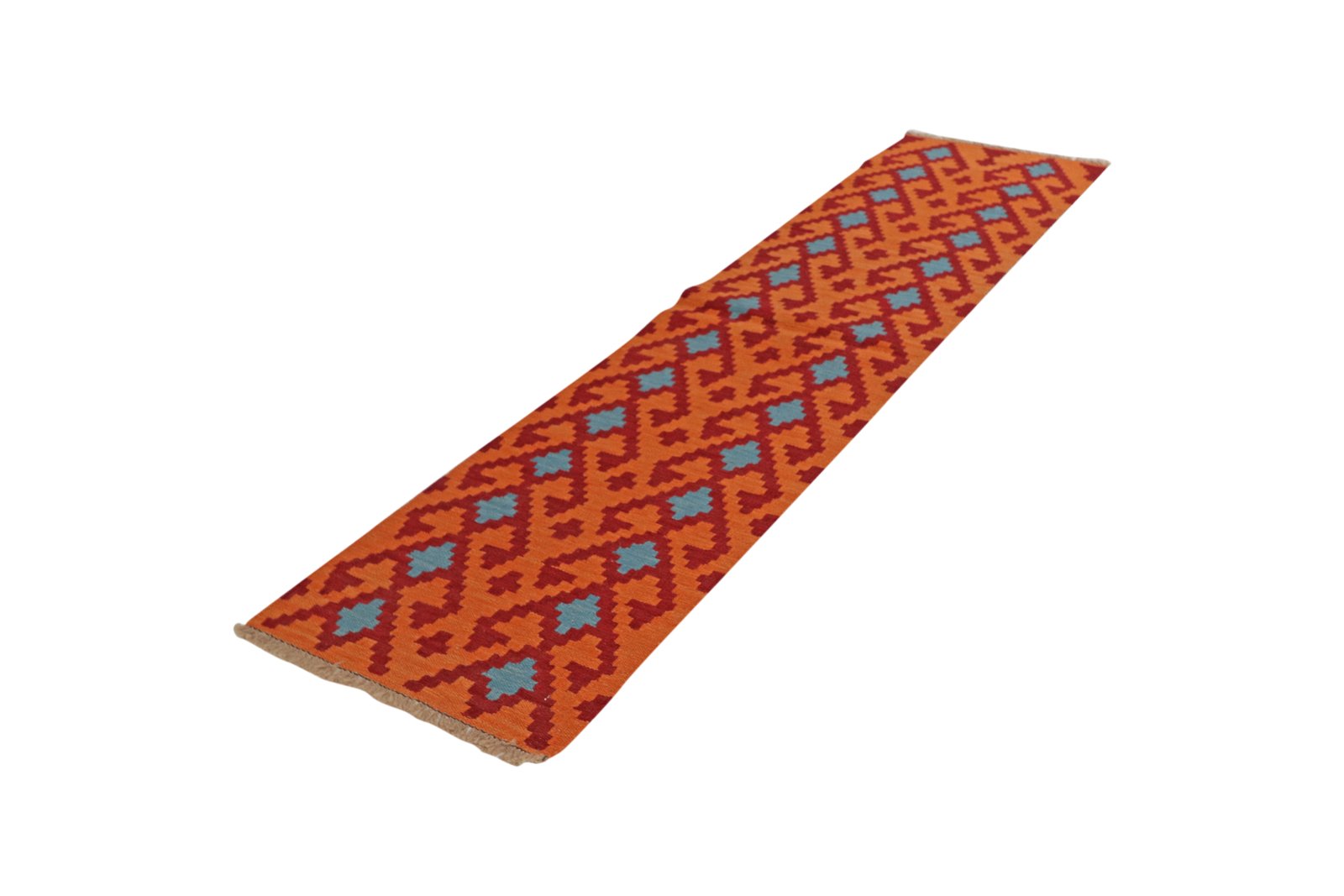 Kelim Gashgai — Handmade, 60x245 cm, Orange, 100% Virgin Wool | View 5